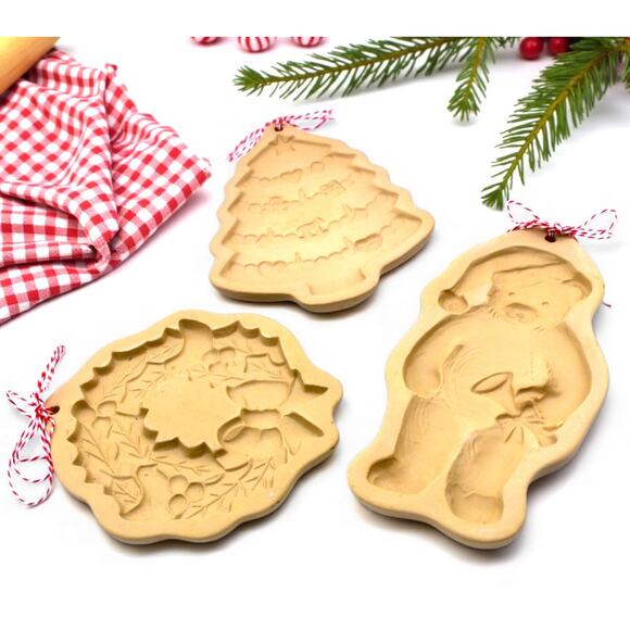 Brown Bag Cookie Art Vintage Christmas Baking Mold Set of Three - Picture 1 of 12